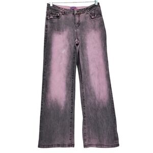Edikted Wide Leg Jeans M 31x30 Pink Grey Acid Wash Y2K Grunge Streetwear‎ Baggy